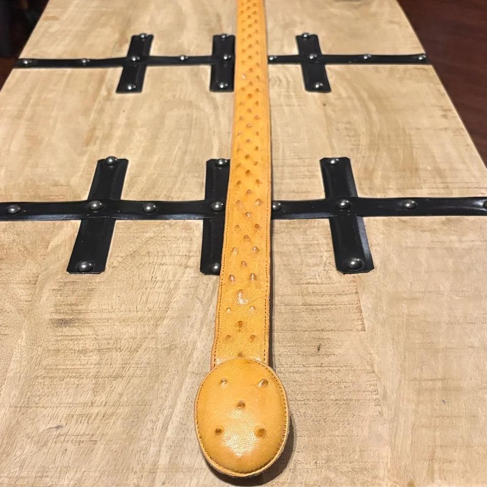 Yellow Ostrich Leather Kids Belt